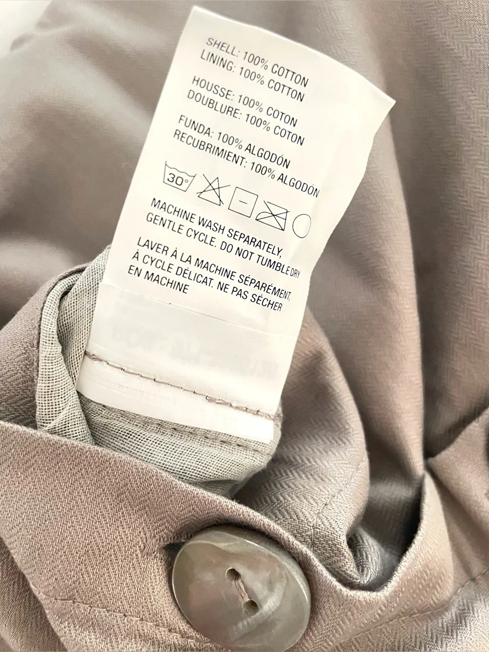 NIP Crate & Barrel Sham Tweed Gray 100% Cotton Button Back Standard
